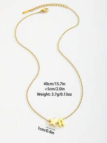 1pc Five-Pointed Star & Initial Letter Charm Stainless Steel Necklace For Anniversary Mother's Day Children's Day Birthday Gift For Daily Life - Gold - View 5
