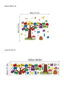 1pc, Multi-Style, Children's Room Cartoon Decorative Wall Sticker, Children's Early Education Educational, Children Reading Together, Reading And Learning, Big Tree Letters, Baby Switch Sticker, PVC Self-Adhesive Removable Wall Sticker, Suitable For Bedroom, Living Room, Study, Classroom, Nursery, Home Wall Decoration, Etc. - Multicolor - View 6