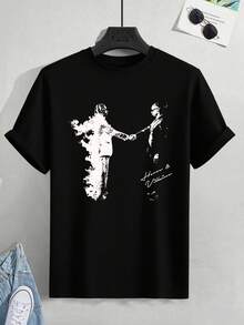 T-Shirt For Men With Graphic Print, Quality Fabric, Comfortable Clothing, Traspirante, Street Hip-Hop Style, Graphic Design - Black - View 2