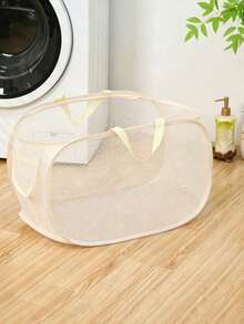 1pc Pop-Up Mesh Laundry Basket, Foldable Large Capacity Laundry Basket With Handles And Side Pockets, Breathable Portable Storage Bin For Bathroom, Dorm, Home, Toys And Clutter Organization - Multicolor - View 14