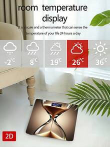 Báscula electrónica compacta y duradera de precisión 2D para uso doméstico, báscula corporal para pérdida de peso, pantalla LED de alta definición, capacidad máxima 396.83 lbs, detección de temperatura, utiliza baterías AAA (no incluidas) - Multicolor - Ver 7