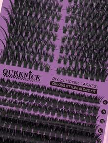 Queenice Mega Capacity Individual Lash Clusters, Single Box DIY Eyelash Extensions, Manga Wispy Spiky False Eyelashes 8-16mm Mixed Length D Curl, Fluffy Volume Lash Fans, Soft Lightweight Reusable Cluster Lashes For Daily Makeup, Party And Special Occasions - D - View 5