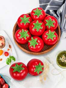 8/10PCS Artificial Tomatoes, Simulated Fruits And Vegetables, Suitable For Home, Kitchen, Festival, Party, Photography, Prop Decoration - Red - View 7