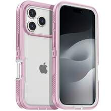 Casing Ponsel: Kompatibel dengan iPhone 17 Pro Max 16 15 14 13 12 Pro Max, Menampilkan Desain Patchwork Dua Warna, Modis dan Minimalis, Memberikan Perlindungan Menyeluruh, Tahan Guncangan dan Casing Pelindung Ponsel yang Tahan Lama. - Merah muda transparan - View 3