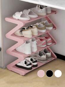 Z-Shaped Plastic Shoe Rack, Floor-Standing Multi-Functional Large Capacity Storage Organizer, Easy Assembly, Space-Saving Essential For Home And Dorm, Suitable For Living Room And Bedroom - Multicolor - View 12