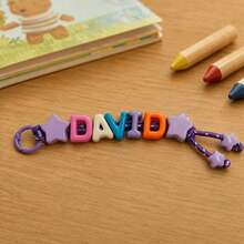 [Customized] 1pc Acrylic Large Letter Keychain, Handmade Woven Keychain, Customizable English Letter, Birthday Gift - Multicolor - View 28