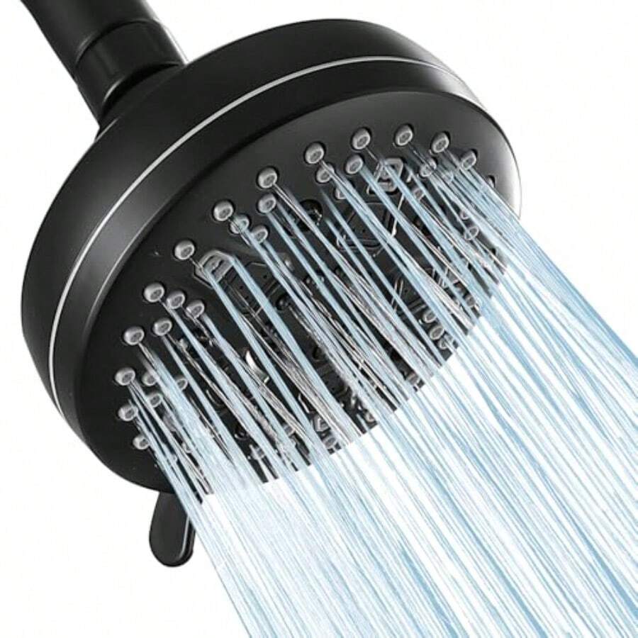 High Pressure Shower Head, 7-Spray Mode Adjustable Showerhead With 4-Inch Round Head, High Flow Handheld Shower For Low Water Pressure, Easy Install And Clean Round - Black - View 1