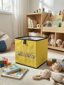 1pc Cartoon Animal Print Open Storage Bin, Baby Diaper & Toy Organizer Basket, Foldable, Stackable, Drawer-Style Durable Multi-Function Storage Box, Space-Saving Design For Home, Dorm, Home Organization, Under-Bed Storage - Multicolor - View 9