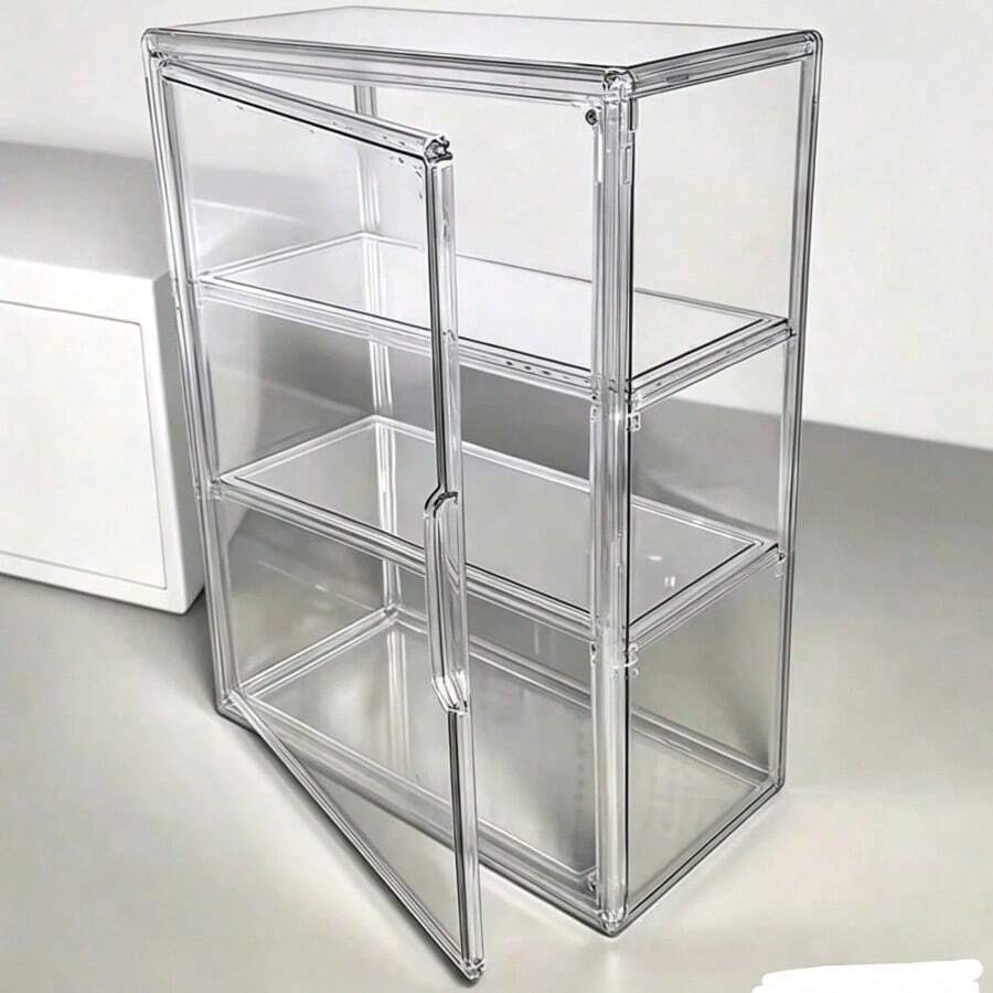 1件 3層透明壓克力展示架,無需組裝 - 現代設計透明展示櫃,適用於商店、居家辦公室、收藏品 - 省空間收納架、極簡收納盒、極簡裝飾、堅固收納盒、多層置物架、零售店、禮品購物 - 36*27*14公分 / 14.17*10.63*5.51英寸 - 查看 1