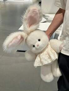 Fluffy White Rabbit Plush Doll, Cute Stuffed Rabbit, Holiday Party Decoration And Gift - Multicolor - View 5