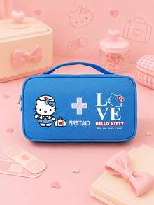 SANRIO 1Pc Hello Kitty Print Medical Bag,Portable Multiple Pockets First Aid Organizer With Handle,Zipper Travel Storage Pouch For Home,Outdoor & Daily Use - Multicolor - View 8