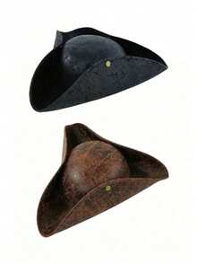 1pc Neutral Brown Sailor Pirate Tricorne Hat, Fashion Captain Hat, Performance Costume, Fun Cosplay Prop For Masquerade Halloween - Multicolor - View 1