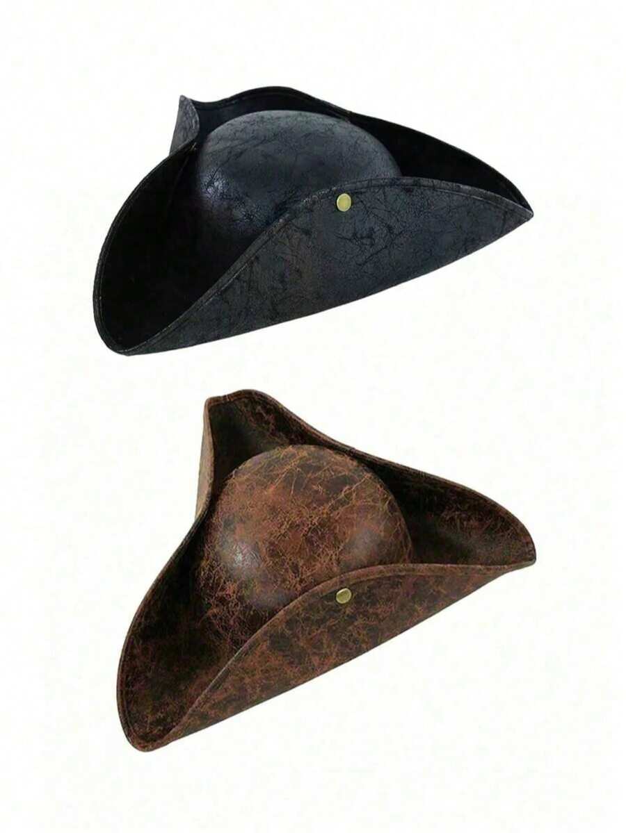 1pc Neutral Brown Sailor Pirate Tricorne Hat, Fashion Captain Hat, Performance Costume, Fun Cosplay Prop For Masquerade Halloween - Multicolor - View 1