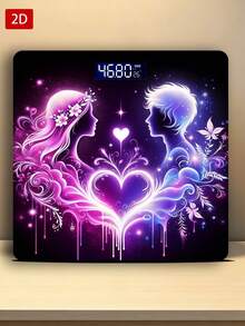 1pc LED Display Electronic Scale, Forever Love Bathroom Scale, Decorative Weighing Platform, Suitable For Long-Term Use, Meets Home Weighing Needs, Max Capacity 400lbs/180kg, Temperature Detection, Uses AAA Batteries (Not Included) - Multicolor - View 3