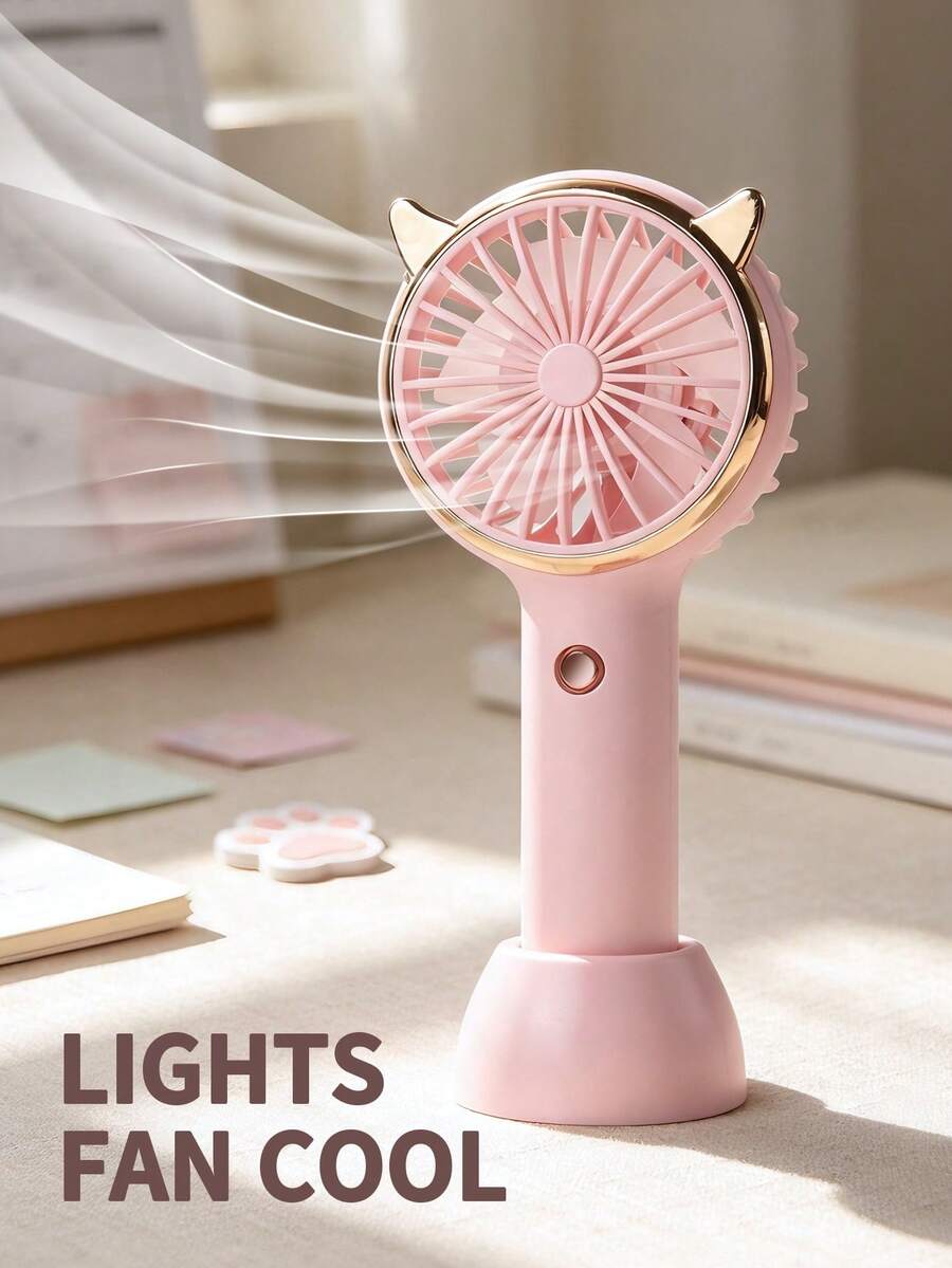 AOYI 1pc 500mAh Rechargeable Eyelash Curler With 3-Speed Adjustable Portable Handheld LED Lighting & Mini Fan, Suitable For Outdoor Use - Pink - View 1