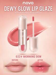 NOVO Water-Gloss Transparent Lip Glaze, High-Shine Mirror Finish, Comfortable Moisturizing Formula, Long-Lasting, Enhances Lip Color, Suitable For Girls' Daily Light Makeup, Romantic Dates And Party Looks - 022#Morning Glow - View 1