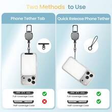 Anti-Theft Phone Tether, Retractable Steel Line Phone Strap Lanyard Leash Metal 360° Tether Tab For Skiing Hiking Fishing Climbing Cycling - Multicolor - View 9