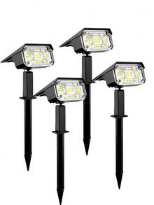 POSE UP 1/2/4/6pcs Solar Spotlights 38LED Outdoor Solar Flood Lights IP68 Waterproof Landscape Lighting Adjustable Solar Garden Lights With Auto On/Off Sensor Suitable For Yard Lawn Patio Villa Path Driveway And Holiday Decoration - Black and White - View 14