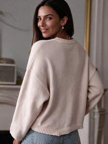 Comfortable Plus Size Regular Length Women's Cardigan, Medium Stretch Fabric, Ideal Choice For Autumn Women's Wear. - Apricot - View 2