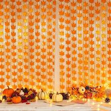 1pc Maple Leaf Foil Paper Background Wall Party Decoration Window Decor Thanksgiving Photo Prop Backdrop, Maple Leaf Birthday Theme Background Decoration, Party Decoration Door Shiny Metallic Brushed Party Decor - Orange - View 2