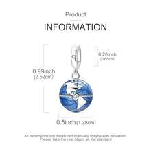 1pc Travel Series Openable Blue Earth Round Pendant, Compatible With Original Bracelet Necklace DIY Jewelry Making Beads - Silver - View 3