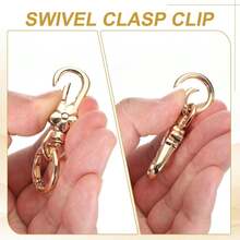 2 piezas de clips de hebilla giratoria, gancho de hebilla giratoria de doble apertura con resorte, gancho de hebilla giratoria de metal con anillo en O y cierre de langosta, adecuado para llavero, bolso, billetera, cordón DIY hecho a mano - Bronce - Ver 3