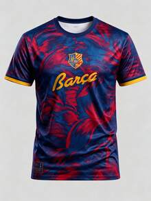 Men Custom Barca Blaugrana Soccer Jersey, Personalized Name Number Cosmic Print Football Shirt Fan Gear Training Match Daily Gift - Multicolor - View 4