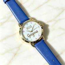 1pc Women's Leather Strap Fashion Casual Personalized Quartz Watch Suitable For Daily Decoration - Blue - View 2