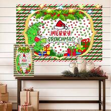 The Grinch Authorize Merry Christmas Children's Party Award Scene Birthday Party Background Banner. Christmas Themed Wall Decoration. Photo Background Garden Decor Outdoor. Ideal Choice For Celebration Events, Room Decoration, And Display Props - Multicolor - View 9