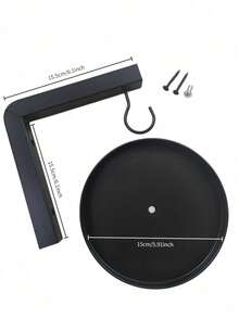 1pc Black Metal Wall-Mounted Bird Bath & Feeder Combo, Outdoor Hanging Bird Water Tray With Hook, Suitable For Garden And Yard - A - View 6