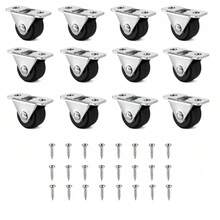 Mini Fixed Casters And Screws, Low-Profile Design, Compact And Silent One-Way Wheels, Rubber Rollers With Steel Top Plates, Suitable For Small Appliances, Furniture, DIY Projects, Storage Boxes, Etc. - A - View 8