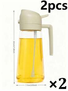 1pc Glass Oil Spray Bottle, 2-In-1 Kitchen Essential Oil Bottle, Suitable For Cooking, Salad, Grilling And Baking, Outdoor BBQ Camping Cooking Baking Olive Oil Vinegar Spray Bottle - View 10