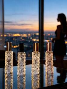 Rhombus Embossed Clear Glass Perfume Spray Bottle, Refillable Portable Fragrance Atomizer Travel Cosmetic Container - View 2
