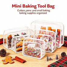 1pc Multi Size Clear PVC Christmas Small Accessory Storage Bag White Trim Zipper Transparent Holiday Organizer Pouch For Gift Tags Ribbons Fairy Light Parts Baking Cutters Kids Festive Hair Clips Mini Ornaments - Multicolor - View 4