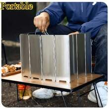 A Foldable Windshield, Suitable For Camping And Hiking Outdoor Activities - Sturdy Metal Barrier, Adjustable Angle, Perfect For Stove Setup, As A Windproof Barrier For Outdoor Cooking, Compatible With Campfires, Grills And Cooking Equipment - Multicolor - View 9