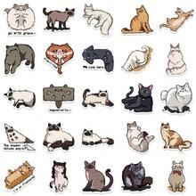 50pcs Original Cartoon Cute Kitten Stickers, Waterproof Decorative Decals For Notebook, Phone Case, Luggage - Multicolor - View 3