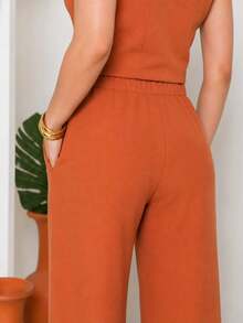 Tailored Suit Set: Vest With Dress Pants, Fashionable. - Terracotta - View 3