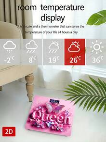 1pc LED Display Electronic Scale, Queen Butterfly Bathroom Scale, Decorative Weighing Platform - Suitable For Long-Term Use, Meets Home Weighing Needs, Max Capacity 400lbs/180kg, Temperature Detection, Uses AAA Batteries (Not Included) - Multicolor - View 7