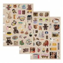 8pcs Caramel Bear Convenience Store Die-Cut Stickers, Popular Brown Bear Healing Style Planner Scrapbook Material, Waterproof Sticker - Multicolor - View 5