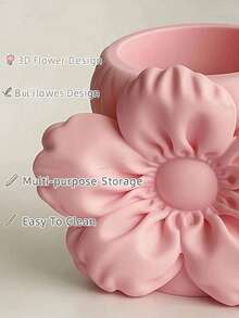 1pc 3D Flower Shaped Desktop Pen Holder, Large Capacity Storage For Stationery And Miscellaneous Items, Say Goodbye To Desk Clutter, Suitable For Desk, Vanity, Office Desk, Office, Study, Home Desktop, Decorative Item With Great Atmosphere - Puff Flower - View 5
