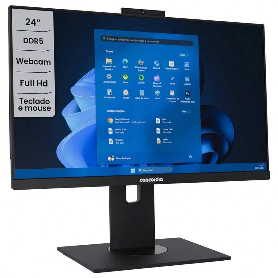 concordia Computador All In One Concórdia Core i7 14700 16GB DDR5 SSD 512GB Tela 23,8" Full HD Webcam Wi-Fi 6E FreeDos - Plugue Brasil (127V/220V) - Visão 1