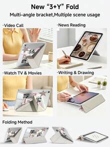 Leopard Print & Coconut Tree Protective Case, Compatible With IPad Air 8(M4)2026(11 Inch), Air 4/5 10.9 Inch, 7/8/9 Gen 10.2 Inch, Built-In Pencil Slot, Compatible With Samsung Tab S6 10.4 Inch, Compatible With Kindle 11th Gen(2022/2024), Kindle Clara 2E, Clara Colour, Clara BW(6 Inch) And Libra Colour(7 Inch), Cute Girly Fashion Design, Suitable For Birthday And Holiday - Multicolor - View 7
