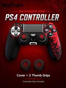 2026 New Red Spider Web 4 Controller Cover Set, Non-Slip Silicone Protective Case + Raised Joystick Caps, Supports Charging With Protective Case, Separate Case/Caps/Set Available, Anti-Slip, Anti-Sweat, Anti-Dust, Anti-Scratch, Enhances Grip, Improves Gaming Experience, Best Gift For 4 Players, Christmas/New Year 2026 Gift, Holiday Promotion/Christmas Special Edition, Children/Family Gift - Multicolor - View 1