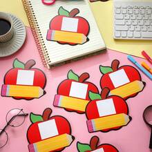 10pcs Classroom Name Tags With Photo Space, Photo Nameplate Labels, Back To School Apple Classroom Decor - View 5