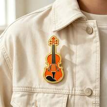Classic Musical Instrument Enamel Brooch, Guitar Violin Piano Lapel Pin, Music Theme Badge, Suitable For Clothing And Bag Decoration, Best Gift For Music Lovers - Multicolor - View 9