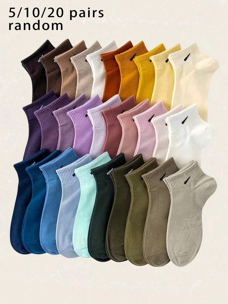 20 Pairs Women's Short Socks, New Colorful Cartoon Versatile Comfortable Socks, Simple Sweat-Absorbent Odor-Resistant Best Short Socks - Multicolor - View 1