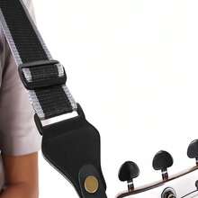 La correa para guitarra de cuero genuino Miwayer con hebilla de  adecuada para bajo, ukelele, guitarra acústica y un accesorio confiable para instrumentos musicales. - Negro - Ver 2