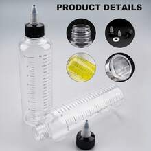 1pc 7.78oz Clear Plastic Dispensing Bottle With Scale Line And Screw Cap, Refillable Round Dispensing Bottle, Suitable For Liquid Ink, Paint, Art Crafts, Perfume Refillable Bottle, Travel Bottles - Multicolor - View 7