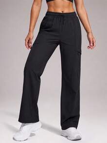 CZRLHYT Women's Outdoor Long Pants, Lightweight All-Season Hiking Pants, Loose Leg, Dual Large Capacity Storage Pockets - Black - View 5