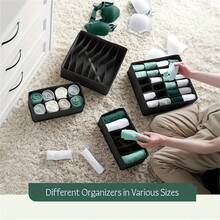6/7/8/24 Non-Woven Fabric Drawer Storage Compartments, Foldable Wardrobe Storage Baskets And Fabric Storage Boxes Are Used For Storing Clothes, Socks, Underwear, Bras, Ties And Accessories - Black - View 2